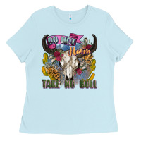 Baby Blue do not harm take no bull cow skull Ladies Tee - Zillion Design Studio
