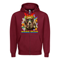 Burgundy Mama Bear Pride LGBTQ+ Zipper Hoodie - BundleAndBundleShop