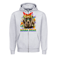 Heather Grey Mama Bear Pride LGBTQ+ Zipper Hoodie - BundleAndBundleShop
