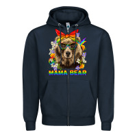 Navy Mama Bear Pride LGBTQ+ Zipper Hoodie - BundleAndBundleShop