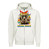 Oatmeal Heather Mama Bear Pride LGBTQ+ Zipper Hoodie - BundleAndBundleShop