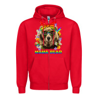 Red Mama Bear Pride LGBTQ+ Zipper Hoodie - BundleAndBundleShop