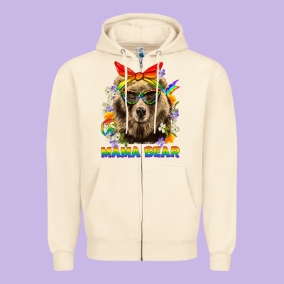 Mama Bear Pride Lgbtq+ Zipper Hoodie Designed By Bundleandbundleshop