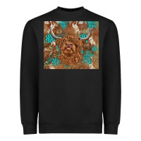 Black highland cow turquoise gemstones western patterns Heavyweight Sweatshirt - BarkalooDesign