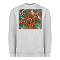 Heather Grey highland cow turquoise gemstones western patterns Heavyweight Sweatshirt - BarkalooDesign
