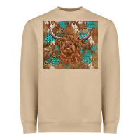 Mushroom highland cow turquoise gemstones western patterns Heavyweight Sweatshirt - BarkalooDesign