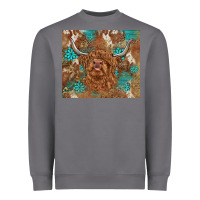 Storm highland cow turquoise gemstones western patterns Heavyweight Sweatshirt - BarkalooDesign