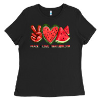 Black peace love watermelon Ladies Tee - texasbilliewilder