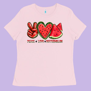 Peace Love Watermelon Ladies Tee Designed By Texasbilliewilder