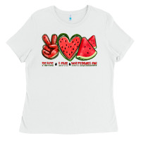 White peace love watermelon Ladies Tee - texasbilliewilder