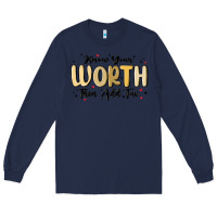 Navy know your worth Long Sleeve Tee - MaliasSmallBusiness