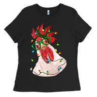 Christmas Rooster With Lights Ladies Tee | Teevron