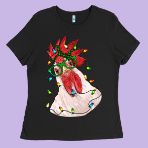 Christmas Rooster With Lights Ladies Tee Designed By Ranaportraitstore