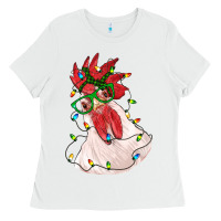 White christmas rooster with lights Ladies Tee - RanaPortraitStore