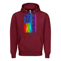 Burgundy Pride LGBTQ+ American Flag Zipper Hoodie - BundleAndBundleShop