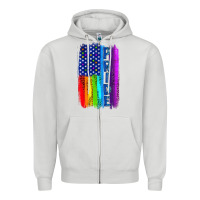 Dove Grey Pride LGBTQ+ American Flag Zipper Hoodie - BundleAndBundleShop
