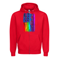 Pride Lgbtq+ American Flag Zipper Hoodie | Teevron