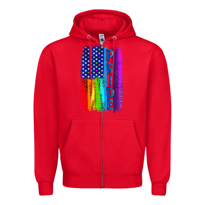 Pride Lgbtq+ American Flag Zipper Hoodie by BundleAndBundleShop | Teevron