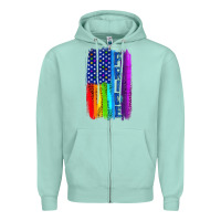 Seafoam Pride LGBTQ+ American Flag Zipper Hoodie - BundleAndBundleShop