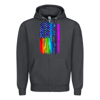 Smoke Pride LGBTQ+ American Flag Zipper Hoodie - BundleAndBundleShop