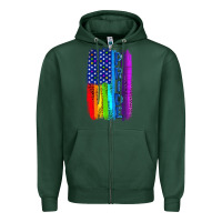 Sports Green Pride LGBTQ+ American Flag Zipper Hoodie - BundleAndBundleShop