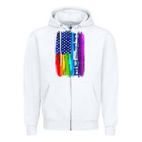 White Pride LGBTQ+ American Flag Zipper Hoodie - BundleAndBundleShop