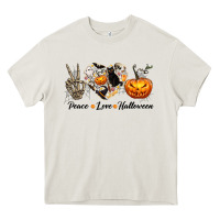 Cream Peace Love Halloween Heavy Core Tee - texasbilliewilder