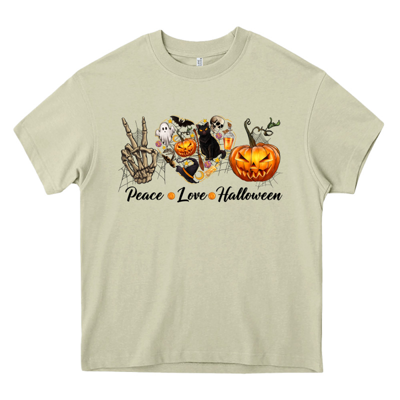 Peace Love Halloween Heavy Core Tee by texasbilliewilder | Teevron
