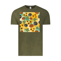 Vintage Olive leopard pumpkin cactus sunflower seamless Vintage Tee - AdoDesignShop