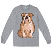 Heather Grey bulldog Long Sleeve Tee - MaliasSmallBusiness