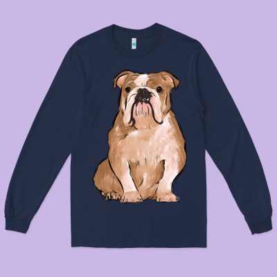 Bulldog Long Sleeve Tee Designed By Maliassmallbusiness