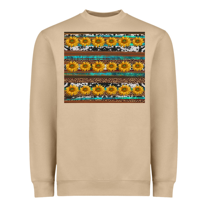 Sunflowers Leopard Cowhide Turquoise Heavyweight Sweatshirt by BarkalooDesign | Teevron