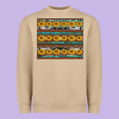 Sunflowers Leopard Cowhide Turquoise Heavyweight Sweatshirt Designed By Barkaloodesign