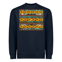 Navy sunflowers leopard cowhide turquoise Heavyweight Sweatshirt - BarkalooDesign