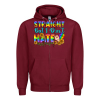 Burgundy LGBTQ+ Straight But I Don't Hate Zipper Hoodie - BundleAndBundleShop