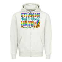 Oatmeal Heather LGBTQ+ Straight But I Don't Hate Zipper Hoodie - BundleAndBundleShop