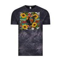 Cloud Black western coop animals rooster sunflowers cowhide wooden serape glitter Vintage Tee - Artiststas