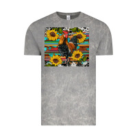 Cloud Rock western coop animals rooster sunflowers cowhide wooden serape glitter Vintage Tee - Artiststas