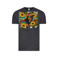 Vintage Black western coop animals rooster sunflowers cowhide wooden serape glitter Vintage Tee - Artiststas