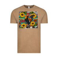 Western Coop Animals Rooster Sunflowers Cowhide Wooden Serape Glitter Vintage Tee | Teevron