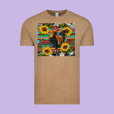 Western Coop Animals Rooster Sunflowers Cowhide Wooden Serape Glitter Vintage Tee Designed By Artiststas