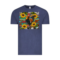 Vintage Denim western coop animals rooster sunflowers cowhide wooden serape glitter Vintage Tee - Artiststas