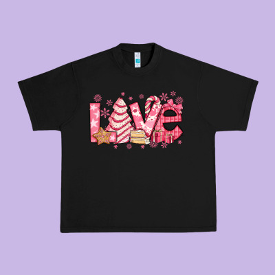 Love Pink Christmas Tree Cake Urban Heavy Tee Designed By Jasminsmagicworld