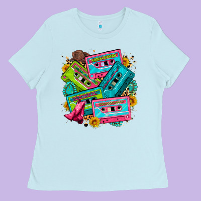 90's Country Cassette Tapes Ladies Tee Designed By Zillion Design Studio