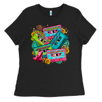 Black 90's country cassette tapes Ladies Tee - Zillion Design Studio