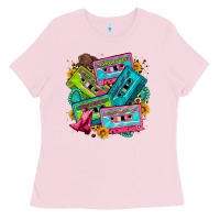 Bubblegum Pink 90's country cassette tapes Ladies Tee - Zillion Design Studio