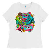 White 90's country cassette tapes Ladies Tee - Zillion Design Studio