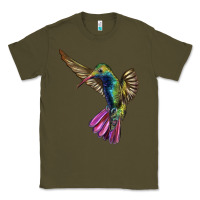 Army Green Flying Ruby Throated Hummingbird Classic Tee - LillyAllenDesigns