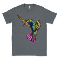 Charcoal Heather Flying Ruby Throated Hummingbird Classic Tee - LillyAllenDesigns