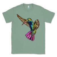 Sage Flying Ruby Throated Hummingbird Classic Tee - LillyAllenDesigns